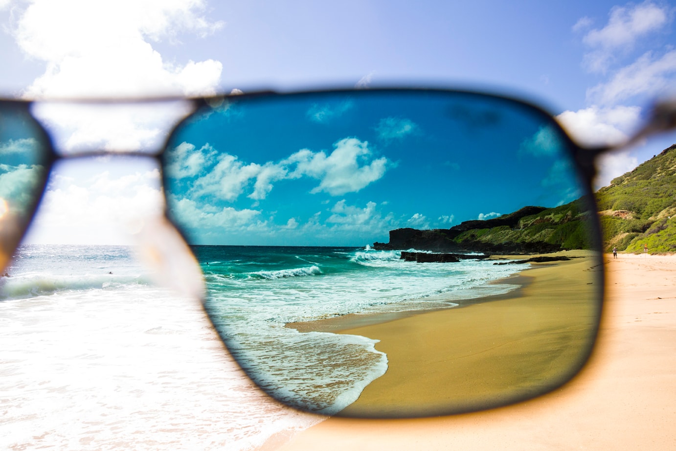 Ocean view through a pair of blue lenses