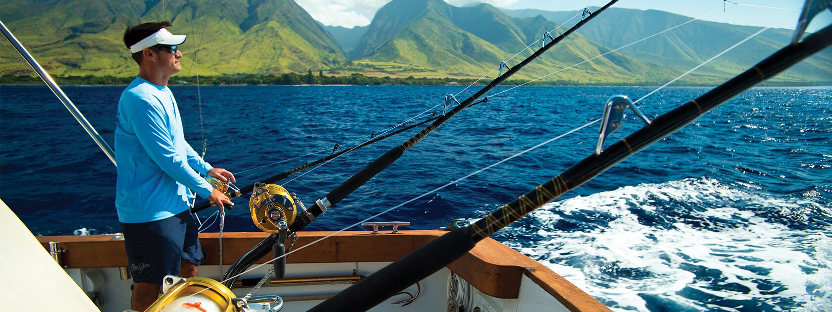 Hombre, pesca, de, barco