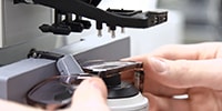 eyeglasses on a machine getting produced