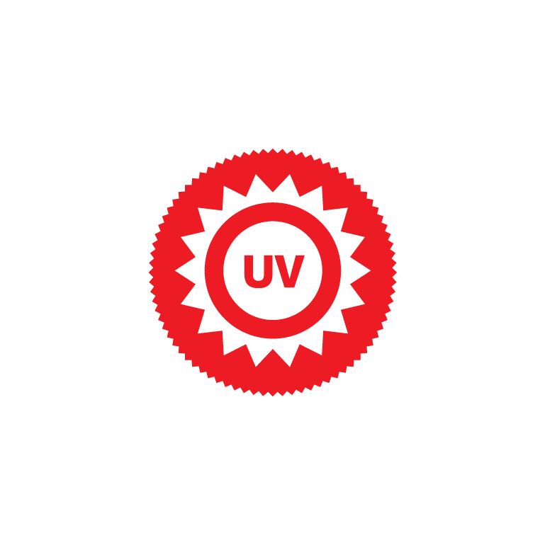 Einfaches rotes Symbol zur Darstellung von UV-Strahlen