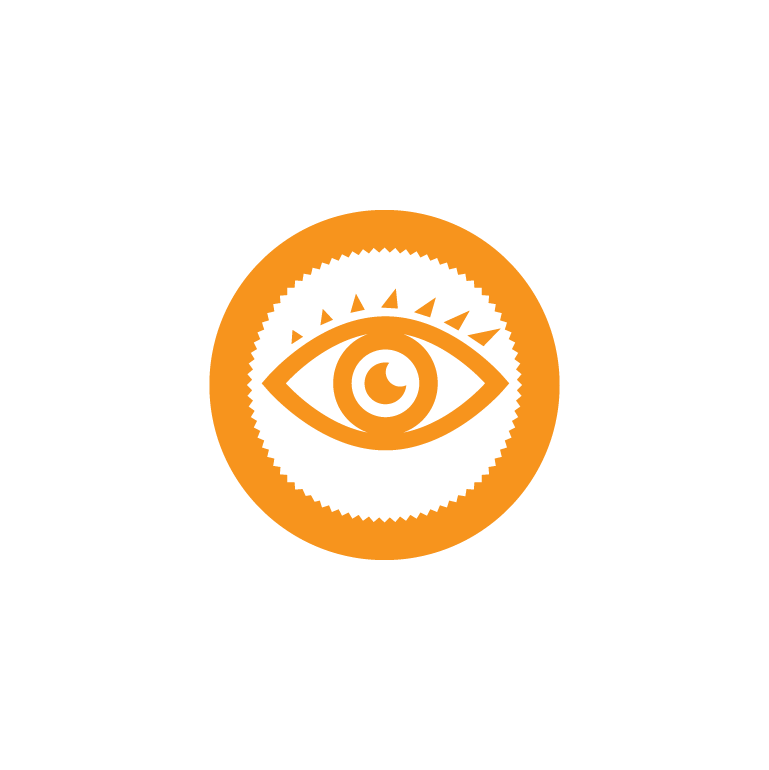 Einfaches orangefarbenes Symbol mit Augapfel